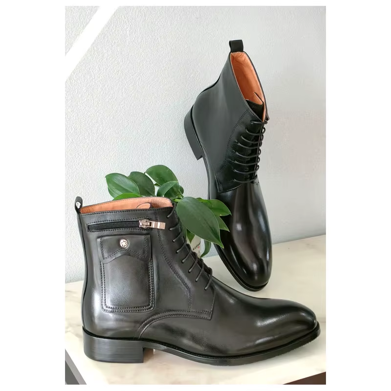 Bottines en cuir véritable sur mesure pour hommes – Élégance et confort quotidien – Image 3