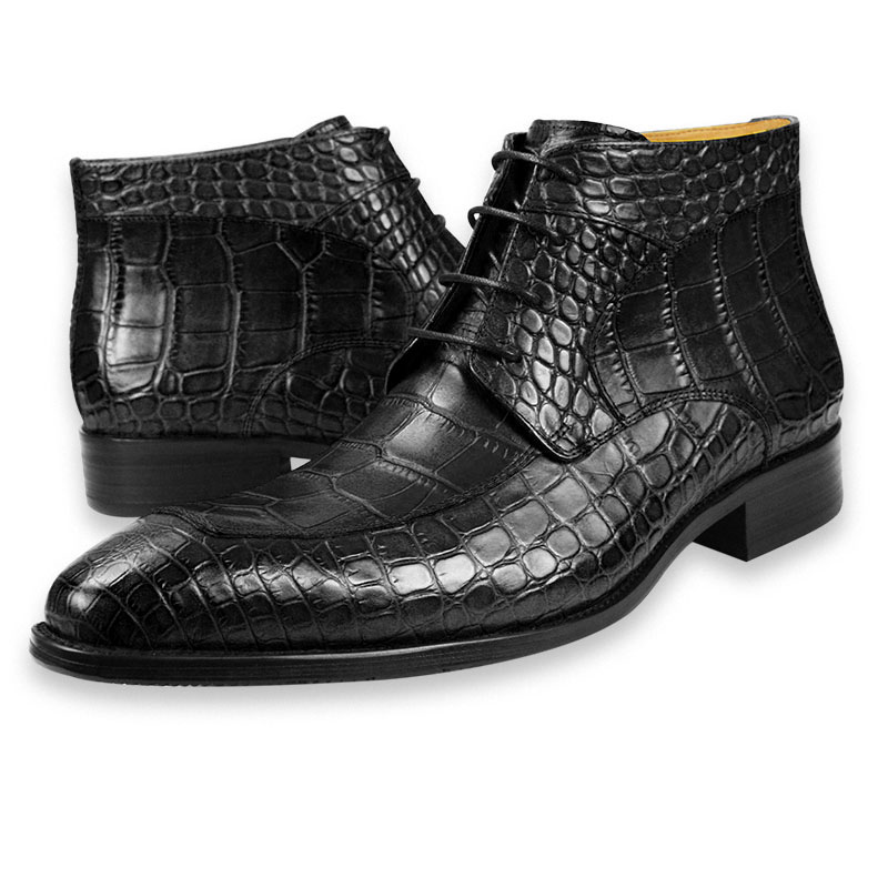 Bottes pour hommes en Cuir avec lacets - Motif de crocodile – Image 3