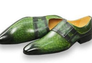 Chaussures classiques Brogue Strap vertes